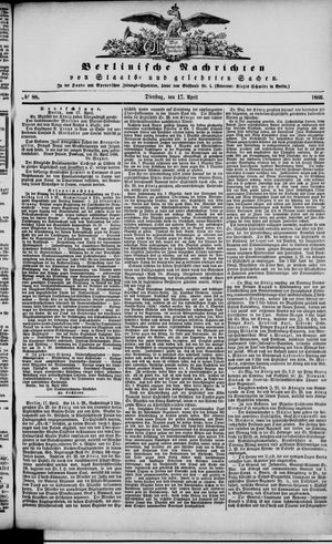 Berlinische Nachrichten von Staats- und gelehrten Sachen vom 17.04.1866
