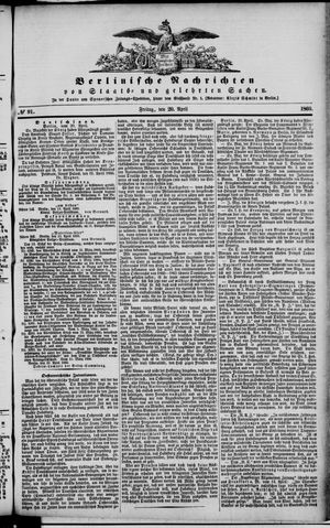 Berlinische Nachrichten von Staats- und gelehrten Sachen vom 20.04.1866