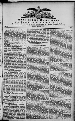 Berlinische Nachrichten von Staats- und gelehrten Sachen vom 29.04.1866