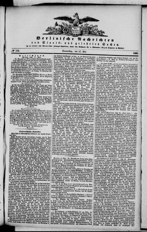 Berlinische Nachrichten von Staats- und gelehrten Sachen vom 17.05.1866