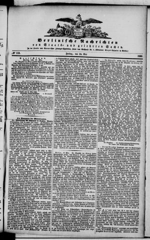 Berlinische Nachrichten von Staats- und gelehrten Sachen vom 18.05.1866