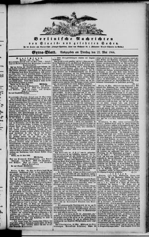 Berlinische Nachrichten von Staats- und gelehrten Sachen vom 22.05.1866
