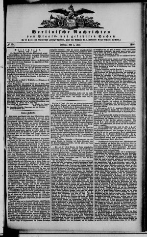 Berlinische Nachrichten von Staats- und gelehrten Sachen vom 01.06.1866