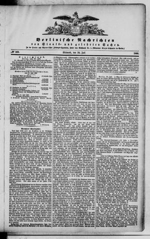 Berlinische Nachrichten von Staats- und gelehrten Sachen on Jul 18, 1866