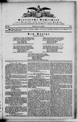 Berlinische Nachrichten von Staats- und gelehrten Sachen on Aug 5, 1866