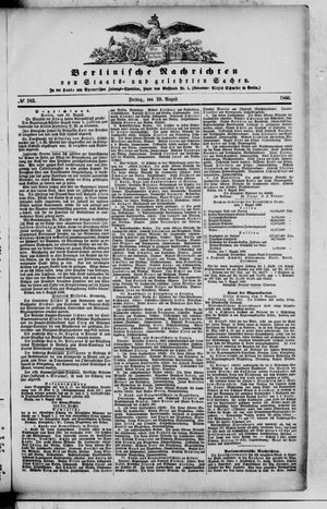 Berlinische Nachrichten von Staats- und gelehrten Sachen vom 10.08.1866