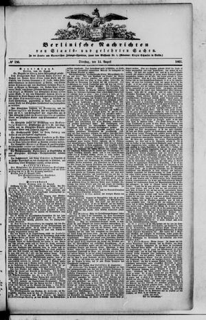 Berlinische Nachrichten von Staats- und gelehrten Sachen vom 14.08.1866