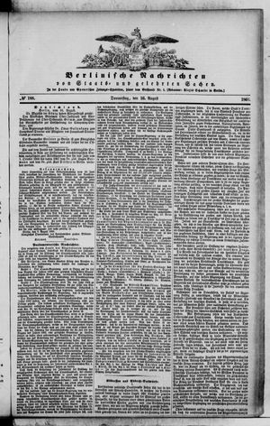 Berlinische Nachrichten von Staats- und gelehrten Sachen vom 16.08.1866