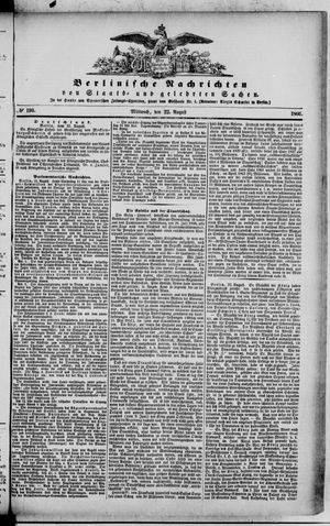 Berlinische Nachrichten von Staats- und gelehrten Sachen vom 22.08.1866