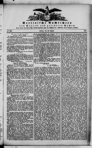 Berlinische Nachrichten von Staats- und gelehrten Sachen vom 24.08.1866