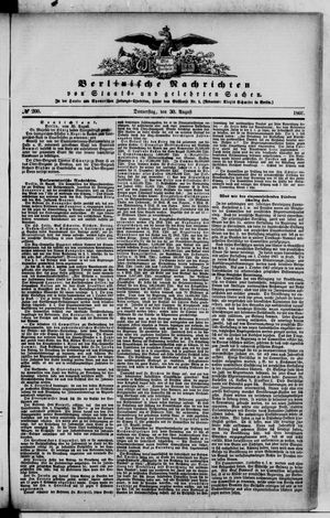 Berlinische Nachrichten von Staats- und gelehrten Sachen vom 30.08.1866