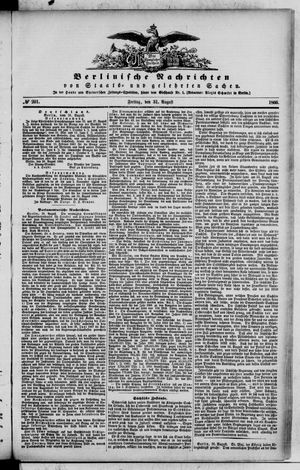 Berlinische Nachrichten von Staats- und gelehrten Sachen vom 31.08.1866