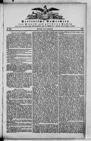 Berlinische Nachrichten von Staats- und gelehrten Sachen on Sep 5, 1866