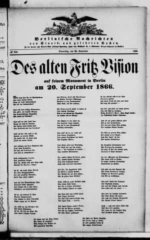 Berlinische Nachrichten von Staats- und gelehrten Sachen vom 20.09.1866