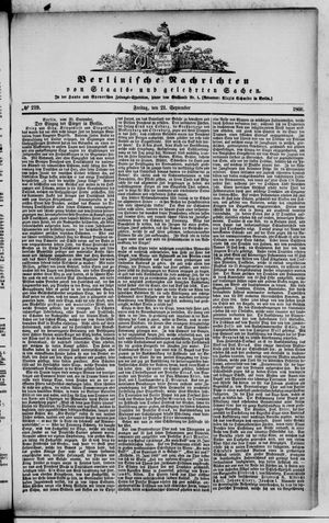 Berlinische Nachrichten von Staats- und gelehrten Sachen vom 21.09.1866