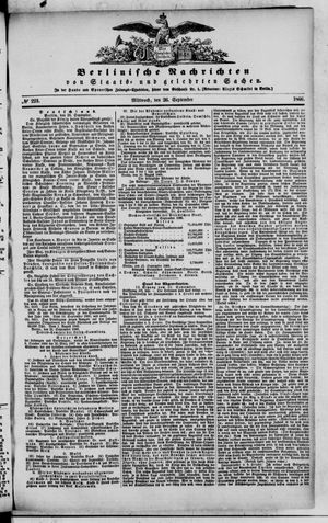 Berlinische Nachrichten von Staats- und gelehrten Sachen vom 26.09.1866