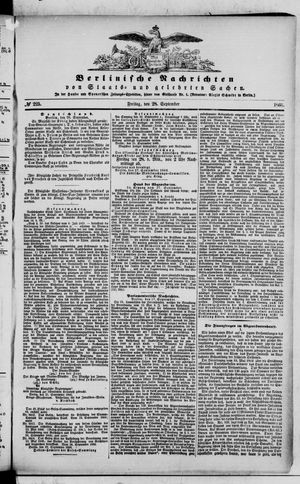 Berlinische Nachrichten von Staats- und gelehrten Sachen vom 28.09.1866