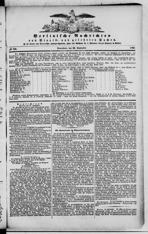 Berlinische Nachrichten von Staats- und gelehrten Sachen vom 29.09.1866
