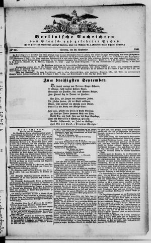 Berlinische Nachrichten von Staats- und gelehrten Sachen vom 30.09.1866