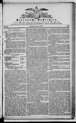 Berlinische Nachrichten von Staats- und gelehrten Sachen on Oct 18, 1866