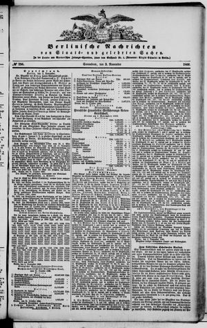 Berlinische Nachrichten von Staats- und gelehrten Sachen on Nov 3, 1866