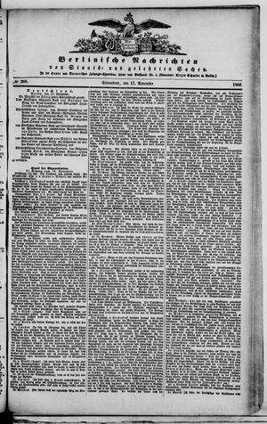 Berlinische Nachrichten von Staats- und gelehrten Sachen vom 17.11.1866
