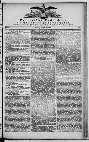 Berlinische Nachrichten von Staats- und gelehrten Sachen vom 20.11.1866