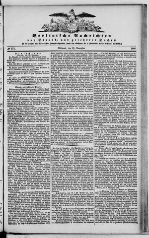 Berlinische Nachrichten von Staats- und gelehrten Sachen vom 21.11.1866