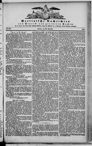 Berlinische Nachrichten von Staats- und gelehrten Sachen vom 23.11.1866
