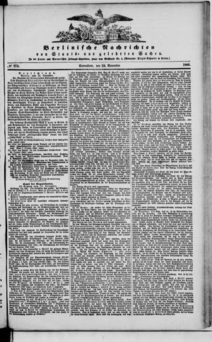 Berlinische Nachrichten von Staats- und gelehrten Sachen on Nov 24, 1866