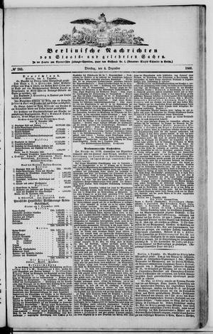 Berlinische Nachrichten von Staats- und gelehrten Sachen on Dec 4, 1866