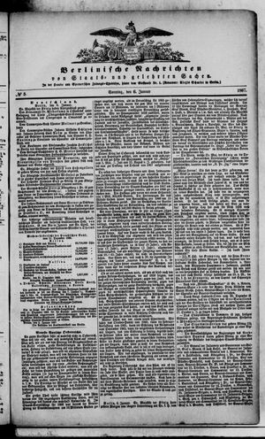 Berlinische Nachrichten von Staats- und gelehrten Sachen vom 06.01.1867