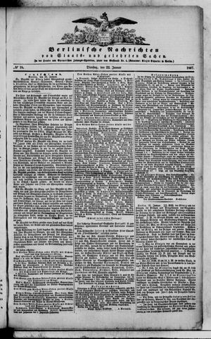 Berlinische Nachrichten von Staats- und gelehrten Sachen vom 22.01.1867