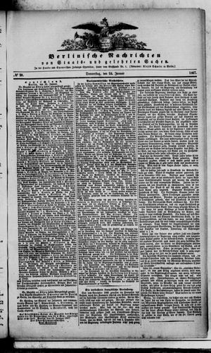 Berlinische Nachrichten von Staats- und gelehrten Sachen vom 24.01.1867