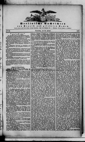 Berlinische Nachrichten von Staats- und gelehrten Sachen vom 31.01.1867