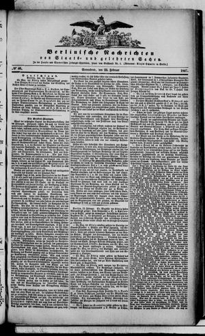 Berlinische Nachrichten von Staats- und gelehrten Sachen vom 23.02.1867