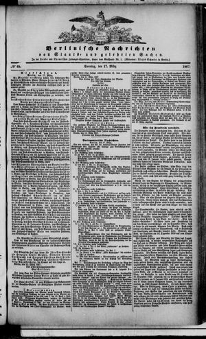 Berlinische Nachrichten von Staats- und gelehrten Sachen vom 17.03.1867