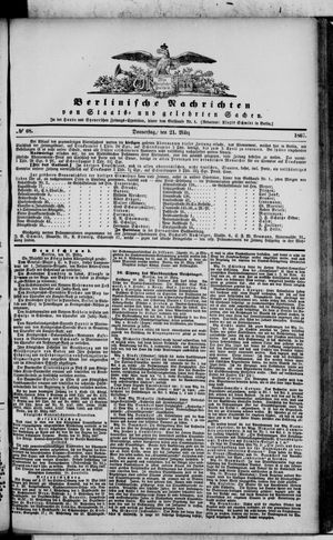 Berlinische Nachrichten von Staats- und gelehrten Sachen vom 21.03.1867