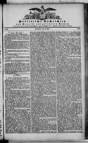 Berlinische Nachrichten von Staats- und gelehrten Sachen vom 06.04.1867