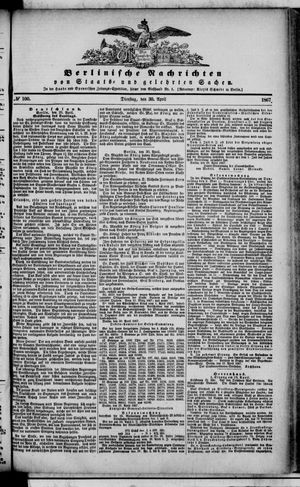 Berlinische Nachrichten von Staats- und gelehrten Sachen vom 30.04.1867