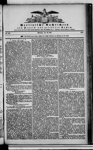 Berlinische Nachrichten von Staats- und gelehrten Sachen vom 15.05.1867