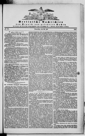 Berlinische Nachrichten von Staats- und gelehrten Sachen on Jul 25, 1867