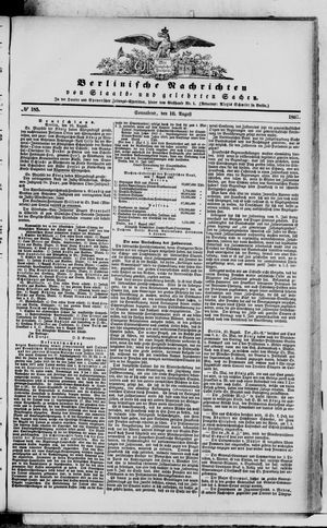 Berlinische Nachrichten von Staats- und gelehrten Sachen vom 10.08.1867