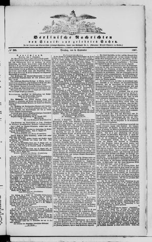 Berlinische Nachrichten von Staats- und gelehrten Sachen on Sep 3, 1867