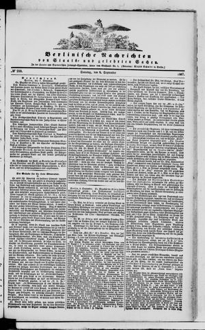 Berlinische Nachrichten von Staats- und gelehrten Sachen on Sep 8, 1867