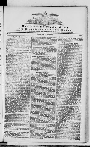 Berlinische Nachrichten von Staats- und gelehrten Sachen vom 13.09.1867