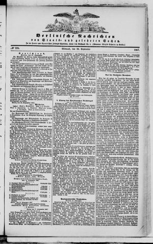 Berlinische Nachrichten von Staats- und gelehrten Sachen vom 18.09.1867