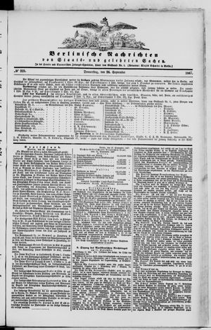 Berlinische Nachrichten von Staats- und gelehrten Sachen on Sep 26, 1867