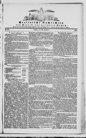 Berlinische Nachrichten von Staats- und gelehrten Sachen on Nov 19, 1867