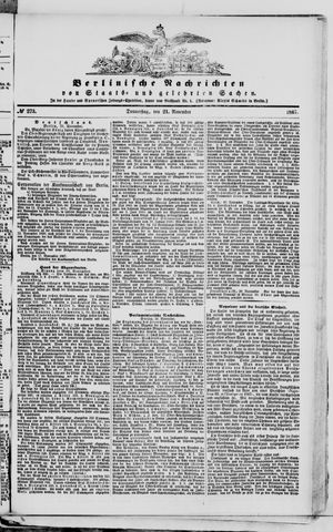 Berlinische Nachrichten von Staats- und gelehrten Sachen vom 21.11.1867